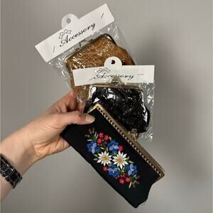 NWT Lot of 3 Women's Embroidered & Snakeskin Print Coin Purses